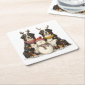 Kerst Rendier Berner Mountain Dogs Kartonnen Onderzetters (Schuin)
