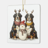 Kerst Rendier Berner Mountain Dogs Keramisch Ornament (Links)