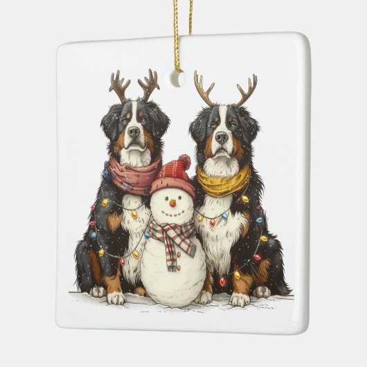 Kerst Rendier Berner Mountain Dogs Keramisch Ornament (Links)