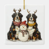 Kerst Rendier Berner Mountain Dogs Keramisch Ornament (Achterkant)
