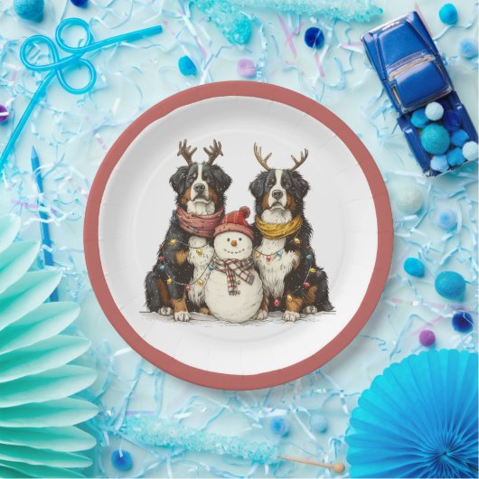 Kerst Rendier Berner Mountain Dogs Papieren Bordje (Feest)