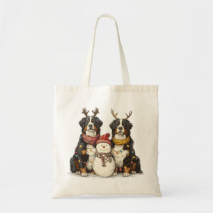Kerst Rendier Berner Mountain Dogs Tote Bag