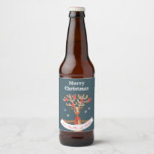 Kerst rendier bier label etiket (Voorkant)