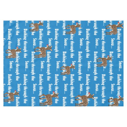 Kerst Rendier Blauw Wit Tafelkleed (Voorkant (Horizontaal))