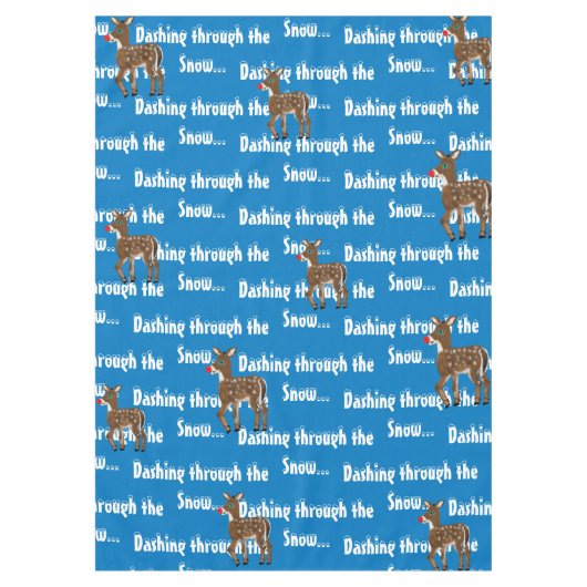 Kerst Rendier Blauw Wit Tafelkleed (Voorkant)