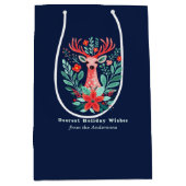 Kerst Rendier Bloemen Blauw Vakantie Medium Gif Medium Cadeauzakje (Voorkant)