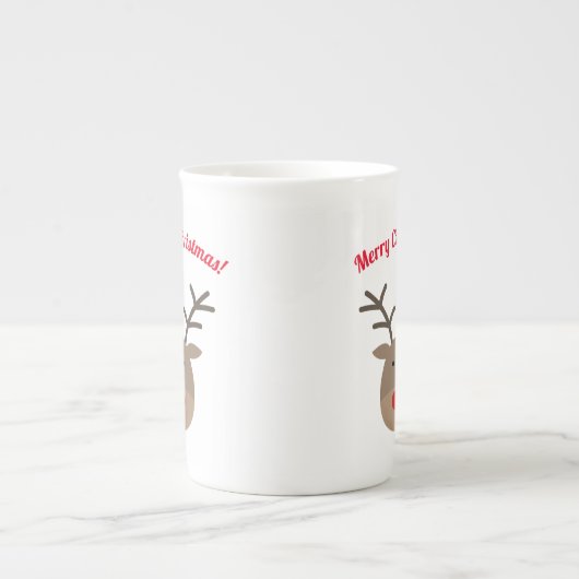 Kerst rendier Bone China Specialty Tea mok (Voorkant)