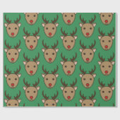 Kerst rendier cadeau inpakpapier (Vlak)