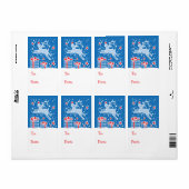 Kerst rendier cadeau label blauw (van en naar) (Full Sheet)