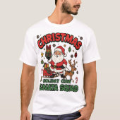Kerst Rendier Cartoon Familiefeest T-shirt (Voorkant)