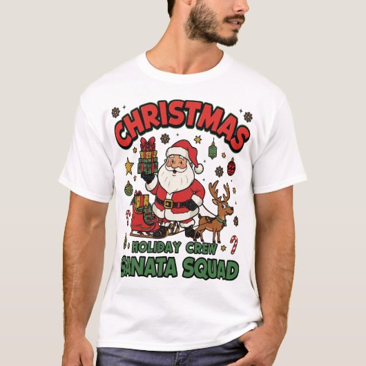 Kerst Rendier Cartoon Familiefeest T-shirt