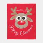 Kerst rendier Cartoon genaamd rood script Fleece Deken (Voorkant)