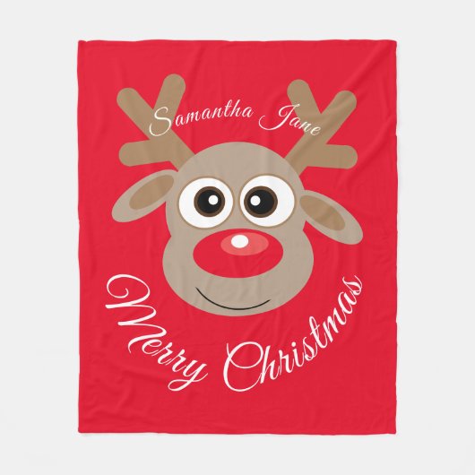 Kerst rendier Cartoon genaamd rood script Fleece Deken (Voorkant)