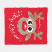 Kerst rendier Cartoon genaamd rood script Fleece Deken (Voorkant (Horizontaal))