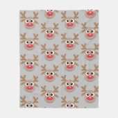 Kerst rendier Cartoon Pattern Fun Grey Fleece Deken (Voorkant)