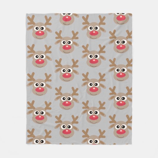 Kerst rendier Cartoon Pattern Fun Grey Fleece Deken (Voorkant)