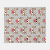 Kerst rendier Cartoon Pattern Fun Grey Fleece Deken (Voorkant (Horizontaal))
