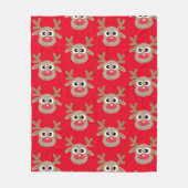 Kerst rendier Cartoon Pattern Fun Red Fleece Deken (Voorkant)