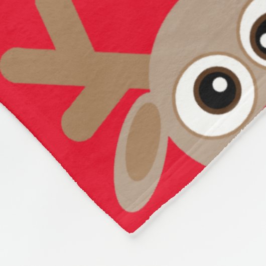 Kerst rendier Cartoon Pattern Fun Red Fleece Deken (Hoek)