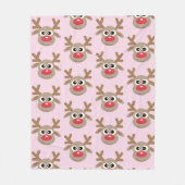 Kerst rendier Cartoon Pattern Girly Pink Fleece Deken (Voorkant)