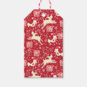 Kerst rendier dartelend met vogels cadeaubijsluite cadeaulabel (Voorkant)