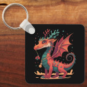 Kerst rendier draak Abstracte stijlvolle Cartoon Sleutelhanger (Voorkant)