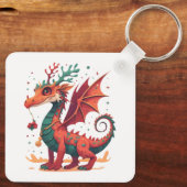 Kerst rendier draak Abstracte stijlvolle Cartoon Sleutelhanger (Achterkant)