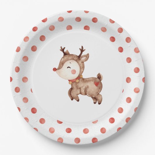 Kerst rendier Eerste verjaardag Papieren bord (Voorkant)