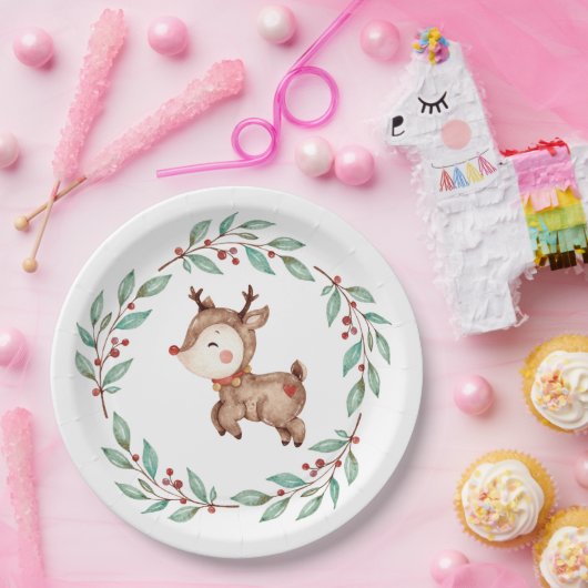 Kerst rendier eerste verjaardagspapier Bord (Feest)