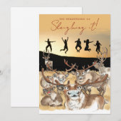 Kerst rendier feestdag fotokaart goudgeel feestdagenkaart (Voorkant / Achterkant)