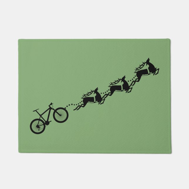 Kerst Rendier Fiets Grappig Santa Door Mat (Voorkant)