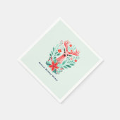 Kerst Rendier Floral Mint Vakantie Servet (Hoek)