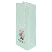 Kerst Rendier Floral Mint Vakantie Wijn Cadeautas (Voorkant Gekanteld)