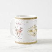 Kerst rendier Gezicht Vakantie Cadeaus Koffiemok (Voorkant links)