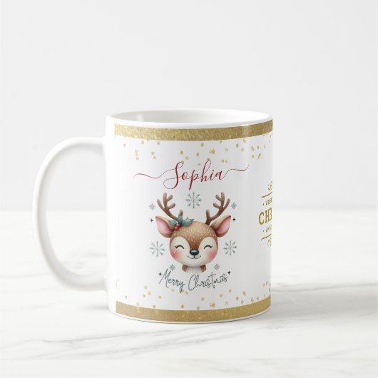 Kerst rendier Gezicht Vakantie Cadeaus Koffiemok (Links)