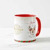 Kerst rendier Gezicht Vakantie Cadeaus Mok (Voorkant rechts)