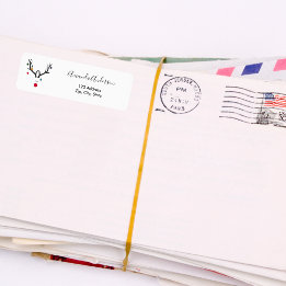 Kerst rendier grappig modern adres terug etiket