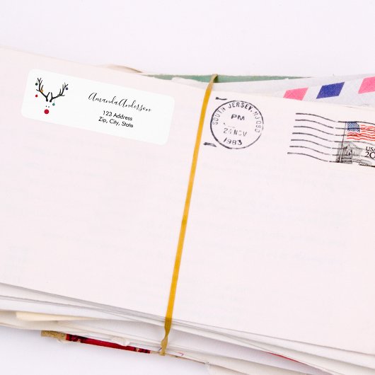 Kerst rendier grappig modern adres terug etiket