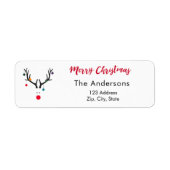 Kerst rendier grappig modern adres terug etiket (Voorkant)