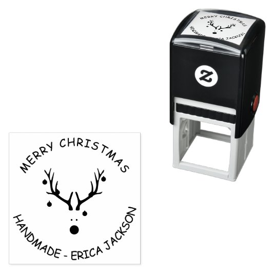 Kerst rendier handgemaakt naam  zelfinktende stempel (In situ)