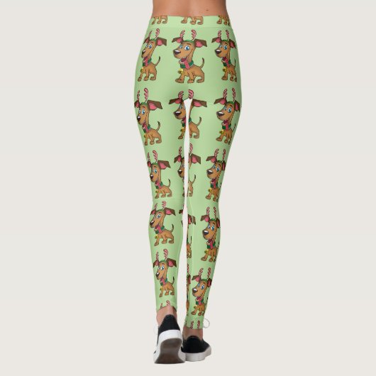 Kerst rendier hond Cartoon Leggings (Achterkant)