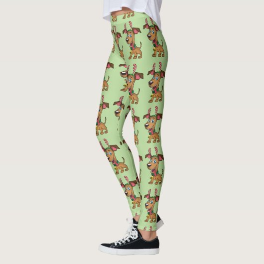 Kerst rendier hond Cartoon Leggings (Links)