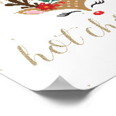 Kerst Rendier Hot Chocolate Bar Goud Poster (Hoek)