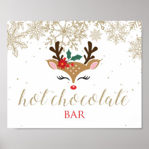 Kerst Rendier Hot Chocolate Bar Goud Poster