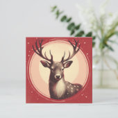 Kerst Rendier Huidige Boho Illustratie Feestdagenkaart (Staand voorkant)