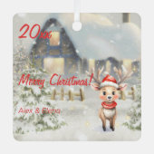 Kerst rendier huis foto Square Ornament (Voorkant)