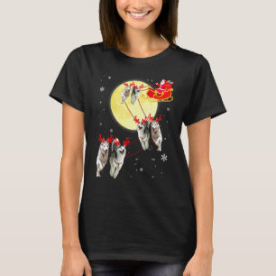 Kerst Rendier Husky Hond Slede Kerstmis T-shirt