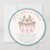 Kerst Rendier Jingle & Mingle Feestelijke Partij Kaart (Voorkant)