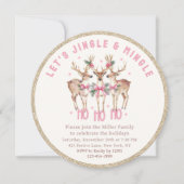 Kerst Rendier Jingle & Mingle Feestelijke Partij Kaart (Voorkant)