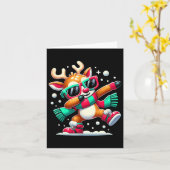 Kerst Rendier Jongens Dabbing Reindeer Santa Xma Kaart (Gele Bloem)